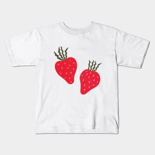 Funky cute strawberries pink and red illustration Kids T-Shirt